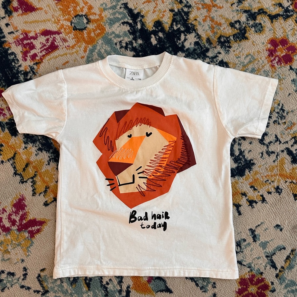 Zara Kids White Lion Graphic T-Shirt